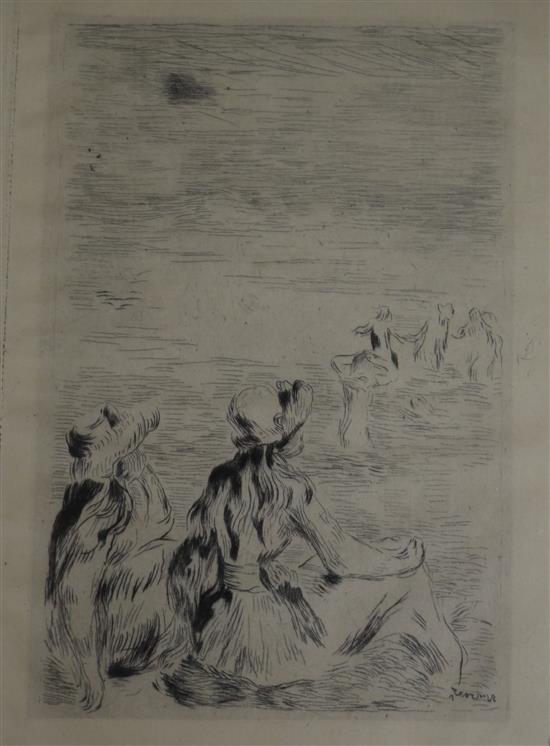 After Pierre Lacoste Renoir Sur La Plage 32 x 24cm